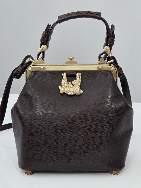 Barry Kieselstein-Cord Handbags - BARRY KIESELSTEIN CORD BROWN LEATHER TROPHY SATCHEL BAG ALLIGATOR FEET